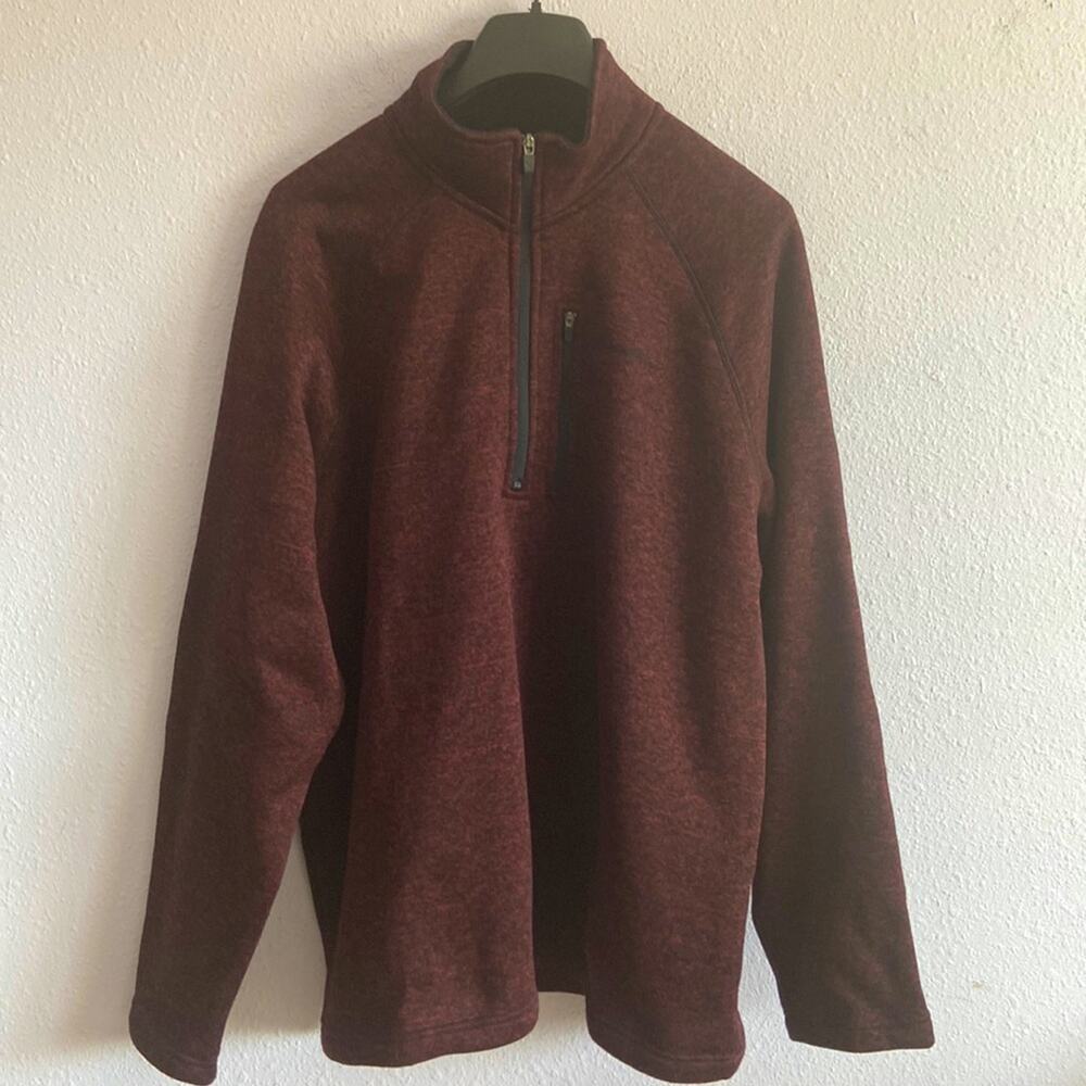Eddie Bauer Men Burgundy Half Zip Sweater Size XL